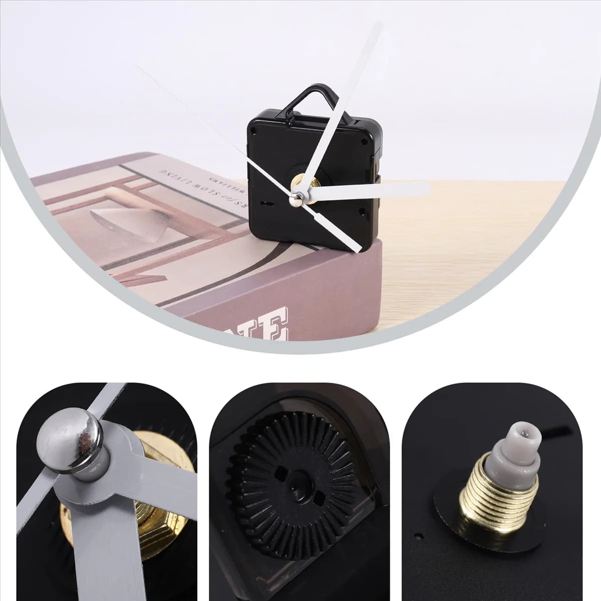1 spare box for wall clock, repair parts, pendulum movement mechanism, quartz watch engine with hand and fitting kit (black + white)
