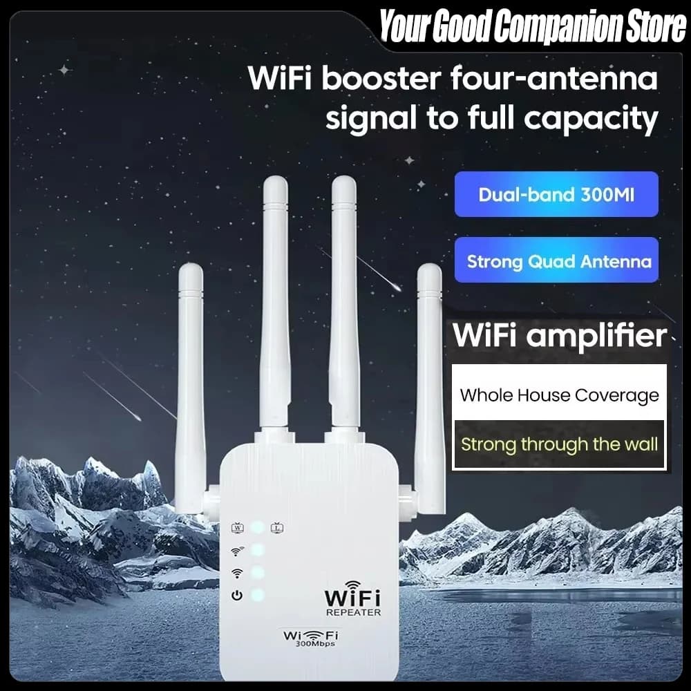 Ripetitore WiFi Wireless 2.4G, Router di Segnale 802.11N 300Mbps, Amplificatore di Segnale WiFi a Lungo Raggio, Estensore WiFi