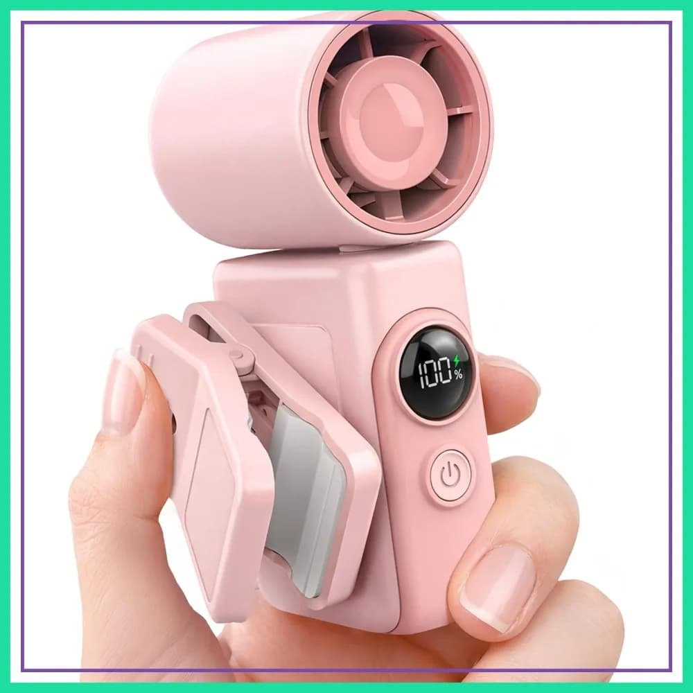 Ventilatore portatile con clip, 13500 RPM, mini ventilatore portatile ricaricabile con display LED, 360 ° Ventilatore per passeggino con clip girevole e rimovibile, essenziale per i viaggi, regalo estivo per bambini