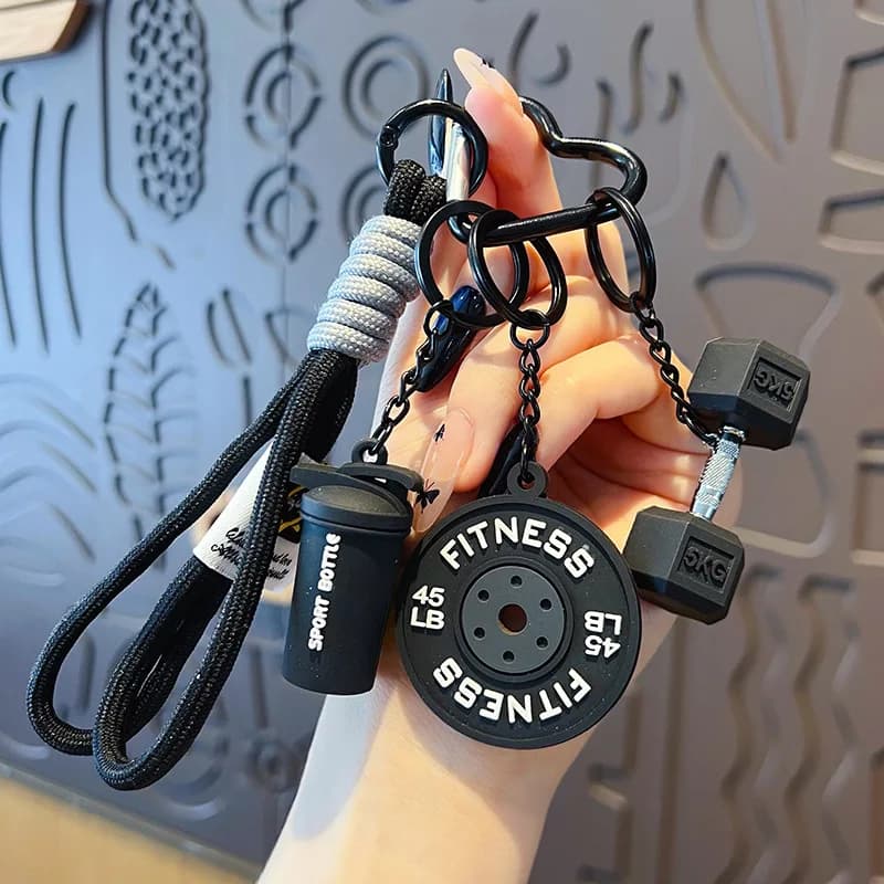 Mini Dumbbell Keychain Detachable Weight Plates DIY Fitness Gym Bag Pendant Keyring Creative Couple Gift