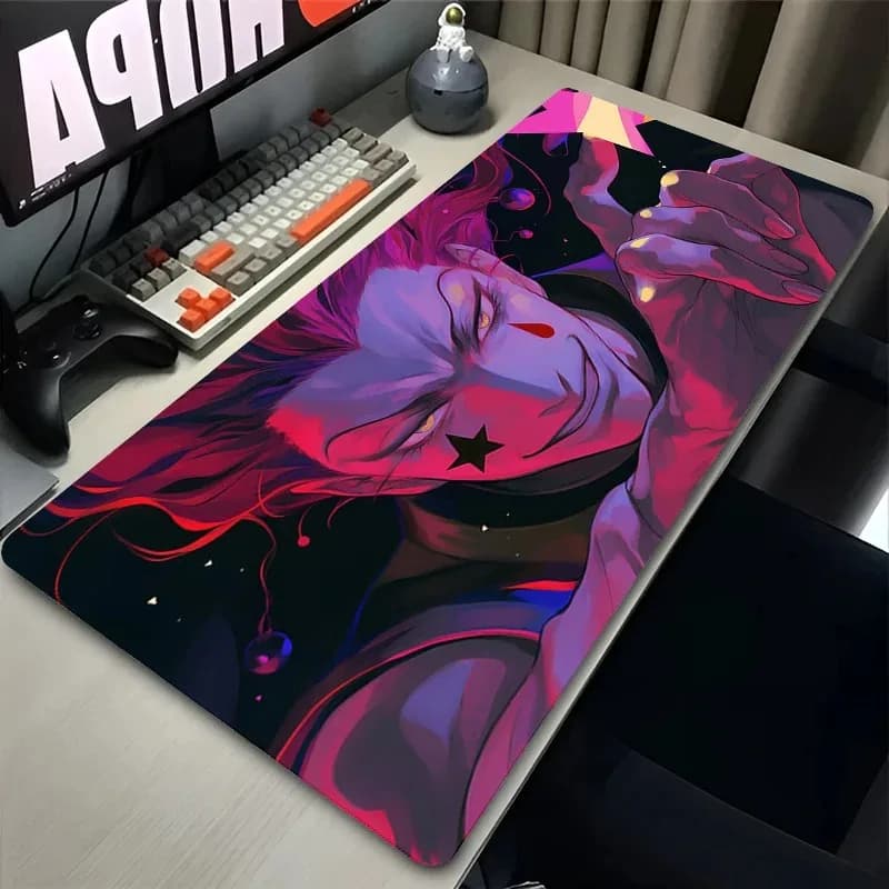Tappetino per mouse PC da ufficio Rosa Anime Man Hisoka Tappetino per mouse da scrivania H-hunter X H-hunter HD Mousepad Laptop Gamer Cabinet Tastiera Pad Regalo