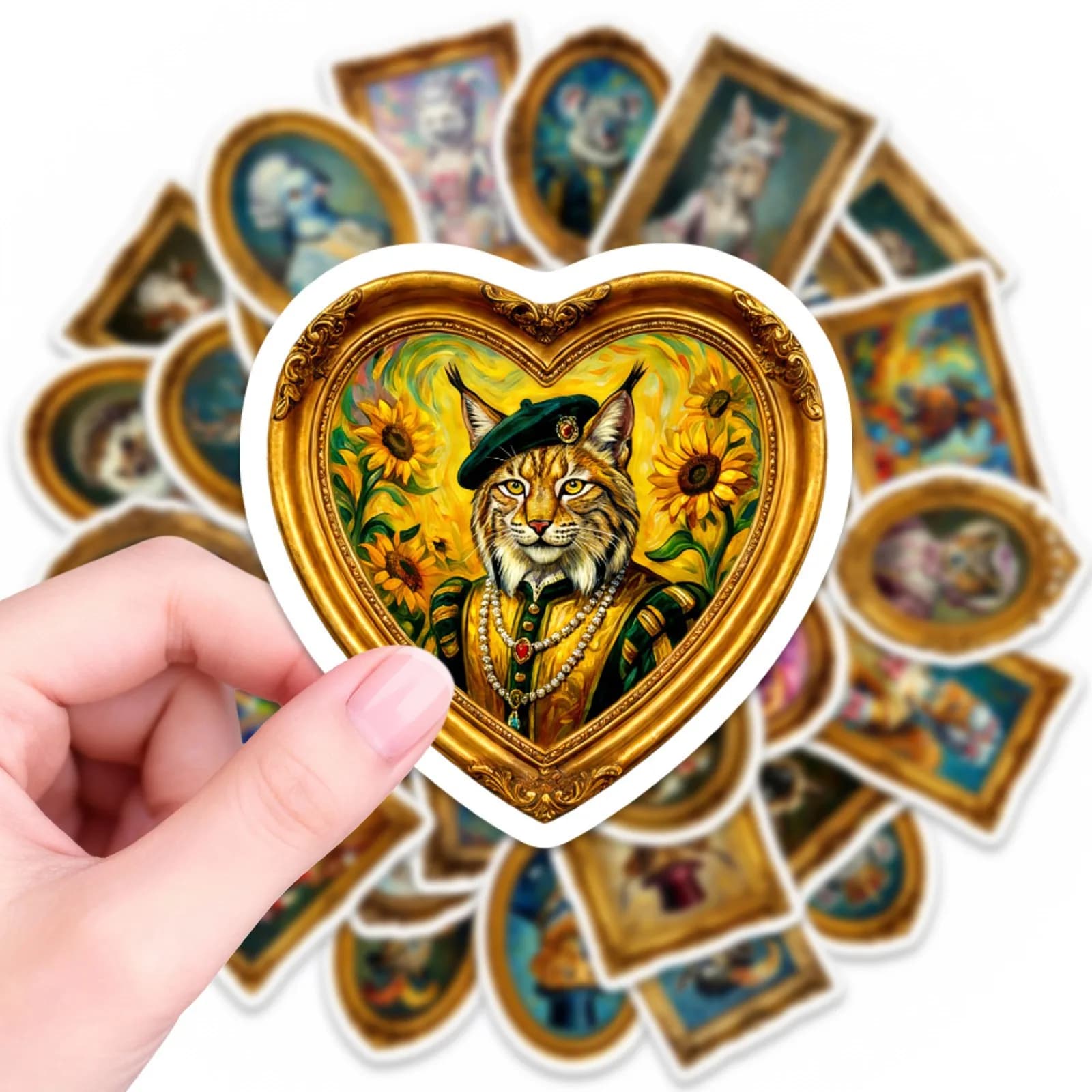 50 Pezzi Adesivi per Scrapbook con Cornici Europee e Animali, Stile Classico Nobile, Impermeabili, per Decorare Tazze, Telefoni, Album, Cartelle e Skateboard