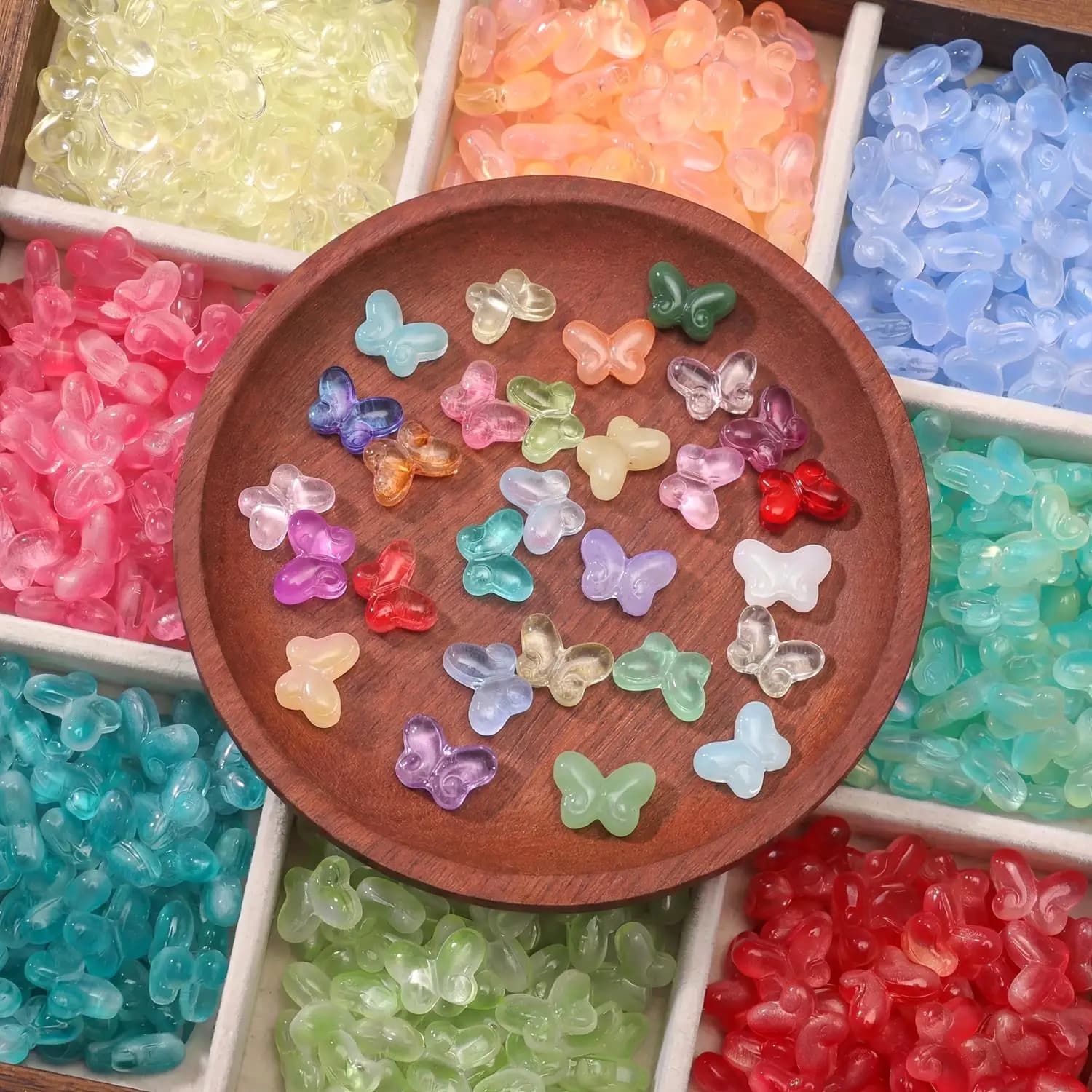 10Pcs/lot 14x10mm Cute Glass Butterfly Shaped Beads Spacer Loose Beads For Jewelry Making DIY Bracelet Necklace Accessories