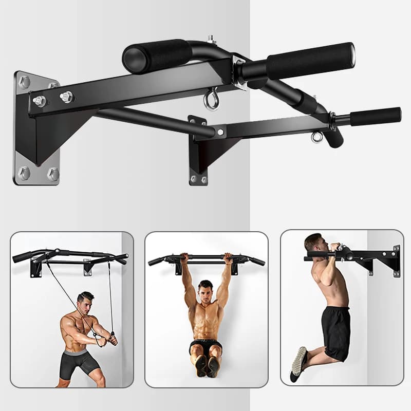 Installation with traction bar drill, indoor fitness home gym equipment, traction bar for strength training (black)
