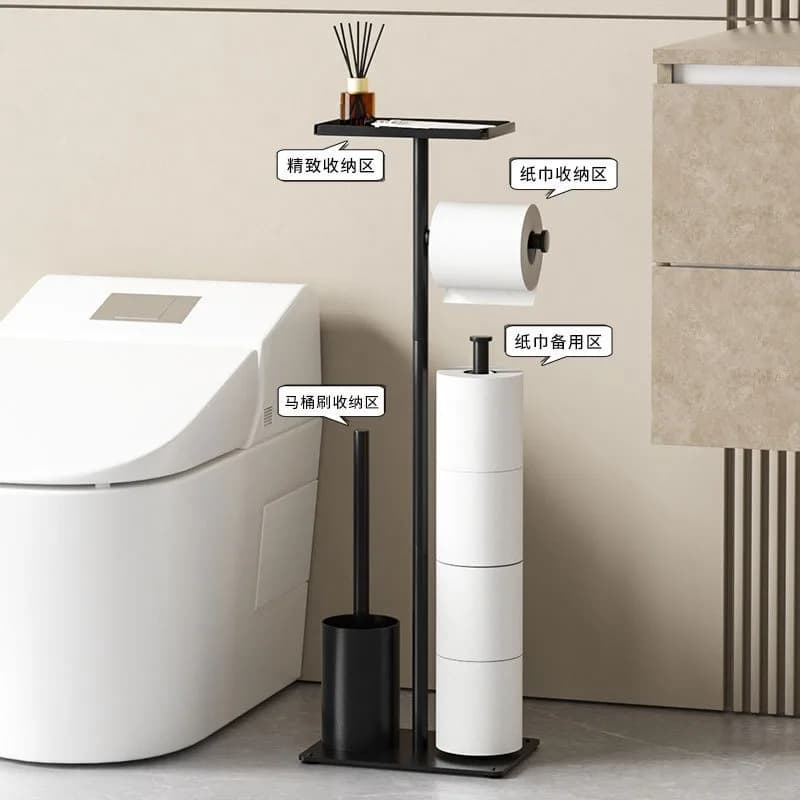 Portarotolo da terra transfrontaliero per bagno, WC, doccia, porta scopino, porta rotolo di carta in acciaio inossidabile