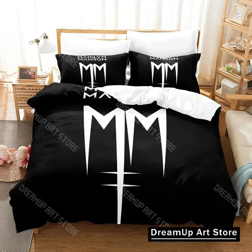 3D Print Marilyn Manson Bedding Set Boys Girls Twin Queen King Size Duvet Cover Pillowcase Bed boys Adult Home Textileextile