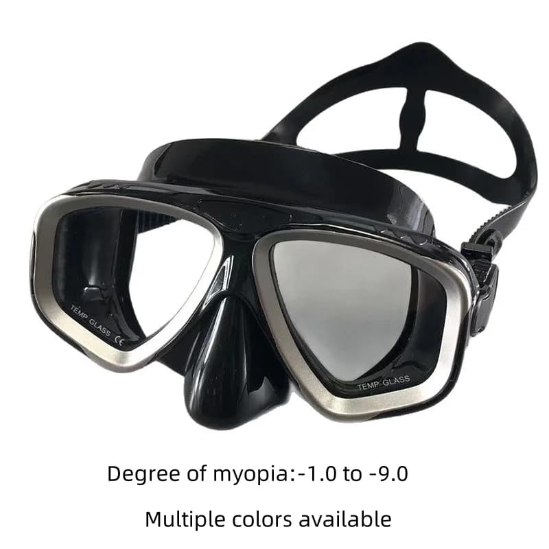 Diving glasses for myopia, underwater masks, wide field snorkeling equipment with large frame, glass lenses for adult swim glasses -1,0 to -9,0