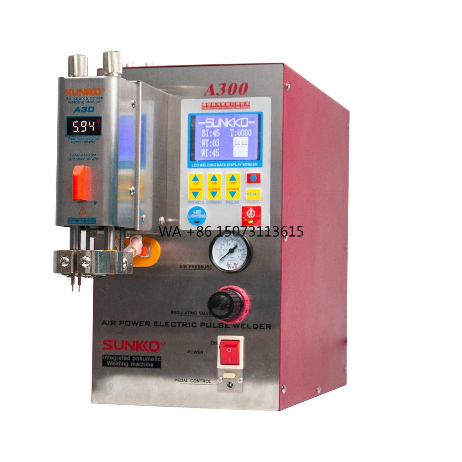 SUNKKO A300 Batteria al litio per saldatura glitterata Batteria agli ioni di litio 18650 21700 32650 a saldatrice pneumatica a punti per nichel