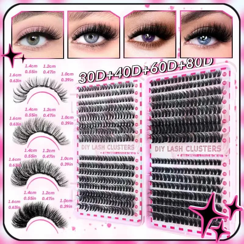 Kit Ciglia: Wall sticker for ASend Seal Eyelashes, Double Toe Grips, Eyelash Collar, Remove Collar, Folding, Brush and Tools