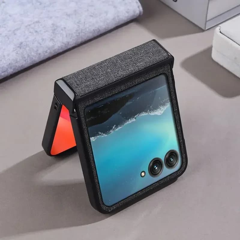 Custodia per telefono in pelle da lavoro di lusso per Motorola MOTO Razr 60 50 Supporto magnetico per auto in tessuto Ultra Custodia protettiva a prova di caduta Funda