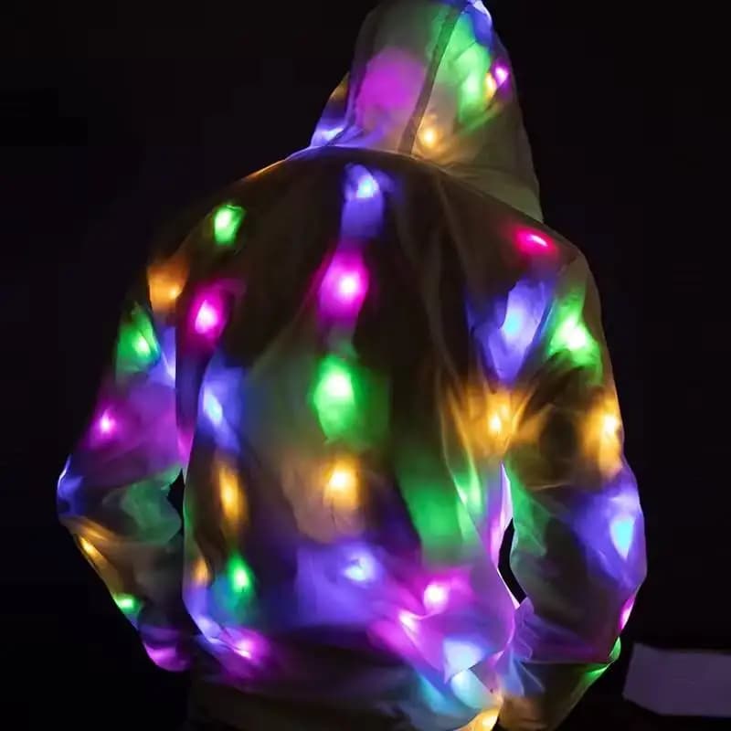 Cappotto LED Luminoso per Halloween, Costume Creativo con Luci LED, Abito per Performance Rave, Costume da Corsa Notturna per Uomo, Abbigliamento per Feste