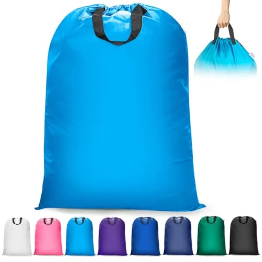 Extra Large Heavy Duty Laundry Bag - 28" x 40", Travel Laundry Bag for Dirty Clothes, Light Blue