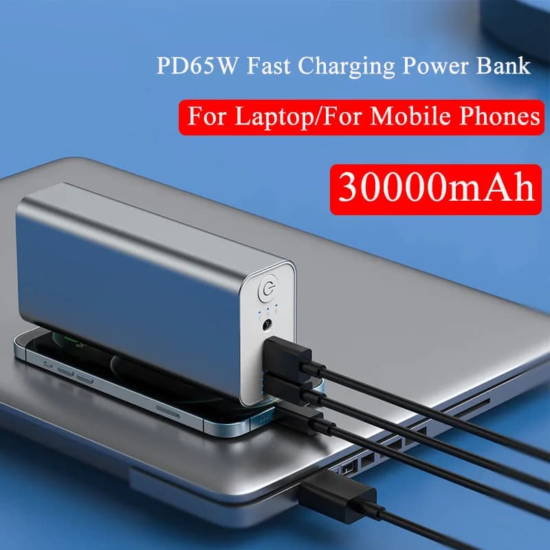PD65W Power Bank a ricarica rapida 30000mAh per notebook portatile USB C Caricatore rapido bidirezionale Batteria esterna Powerbank per iPhone 16