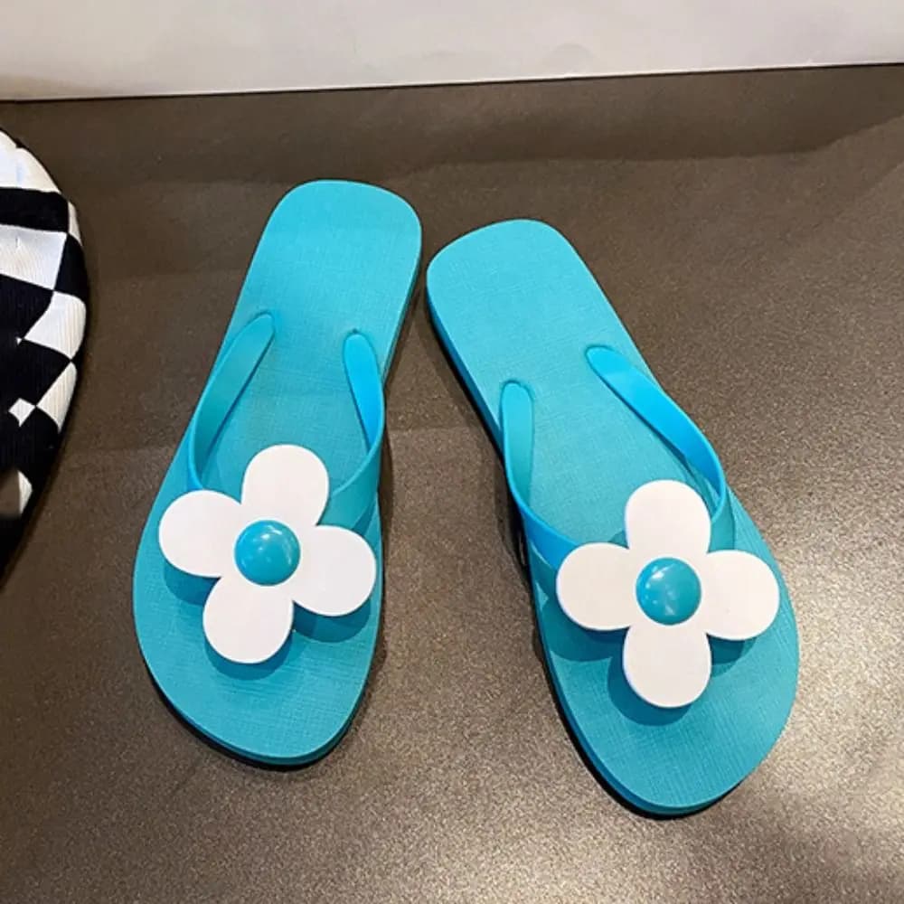 Soft Flower Flower Flip Flops Anti Slip Clip Toe Flat Soled Slippers Summer PVC Platform Flip Flops Beach