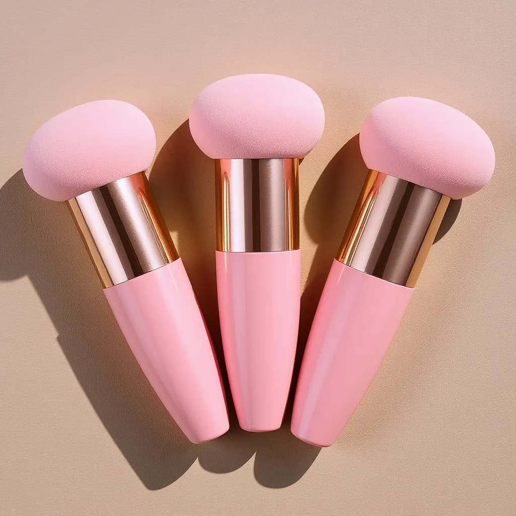 3Pcs Mushroom Makeup Sponge with Handle for Foundation Blending Powder Application Gentle Skin Friendly Reusable Facial Makeup