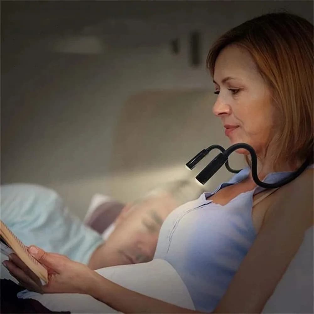 USB Rechargeable Portable Neck Reading Book Lights 3 Colors Night Lamp For Sewing Knitting Camping Repairing Light