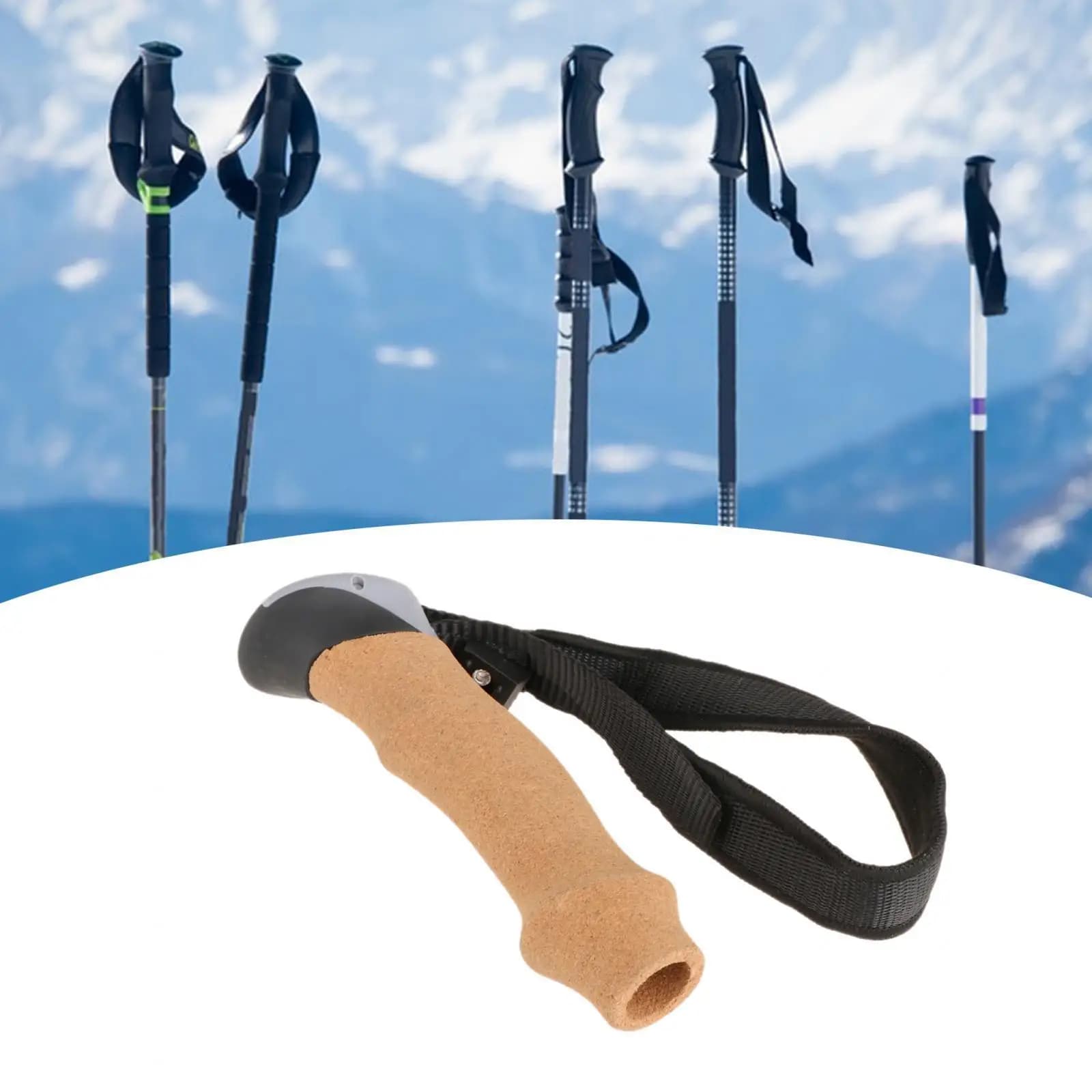 Multifunctional Hiking Pole Handle Grip Mountaineering Accessory Anti Slip Cane Handle for Outdoor Trekking