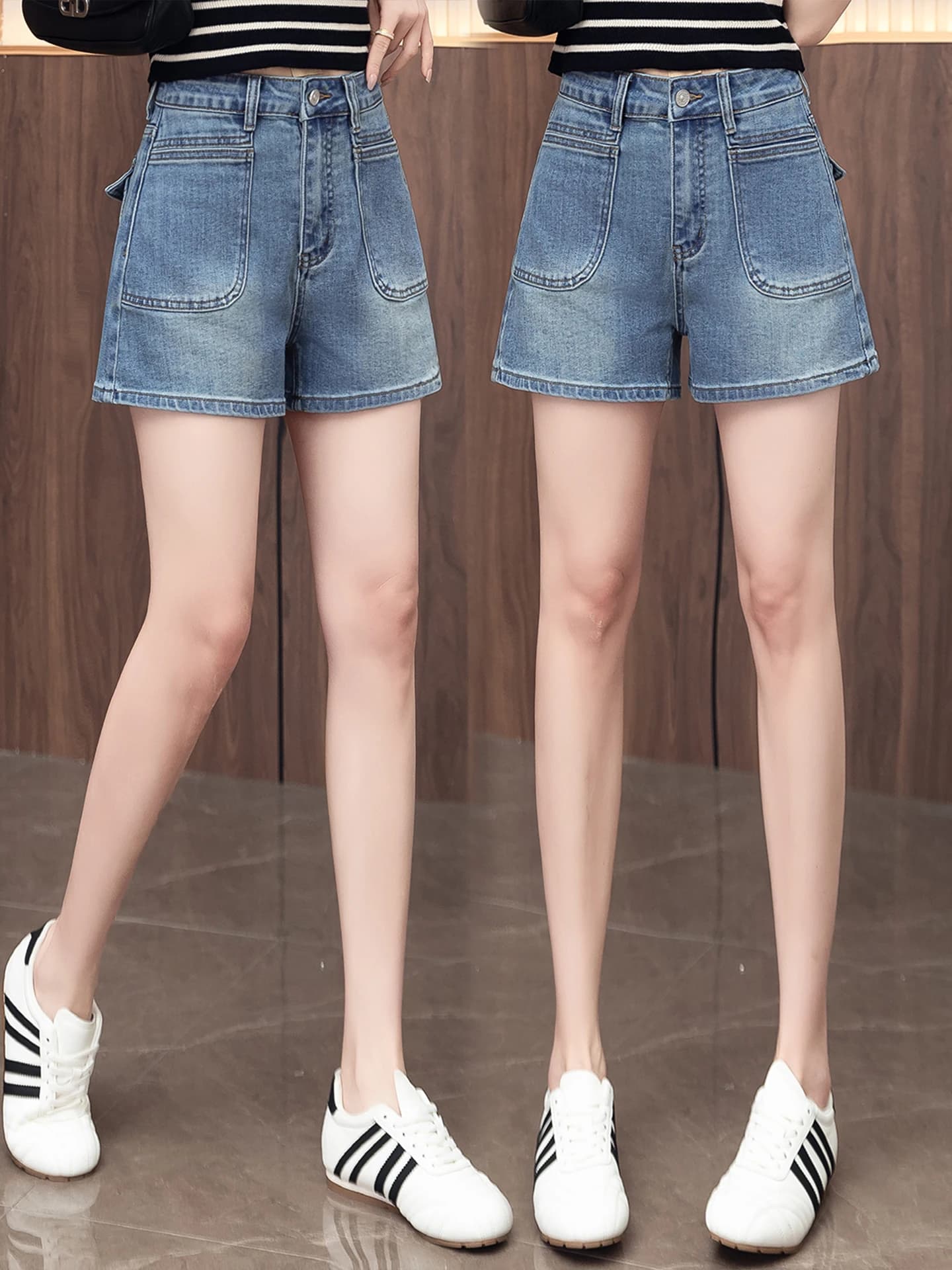 Retro High Waist Skinny Denim Shorts Women's Summer Thin New Small Size Wide Leg A-Line Hot Pants Casual Straight Leg Jeans