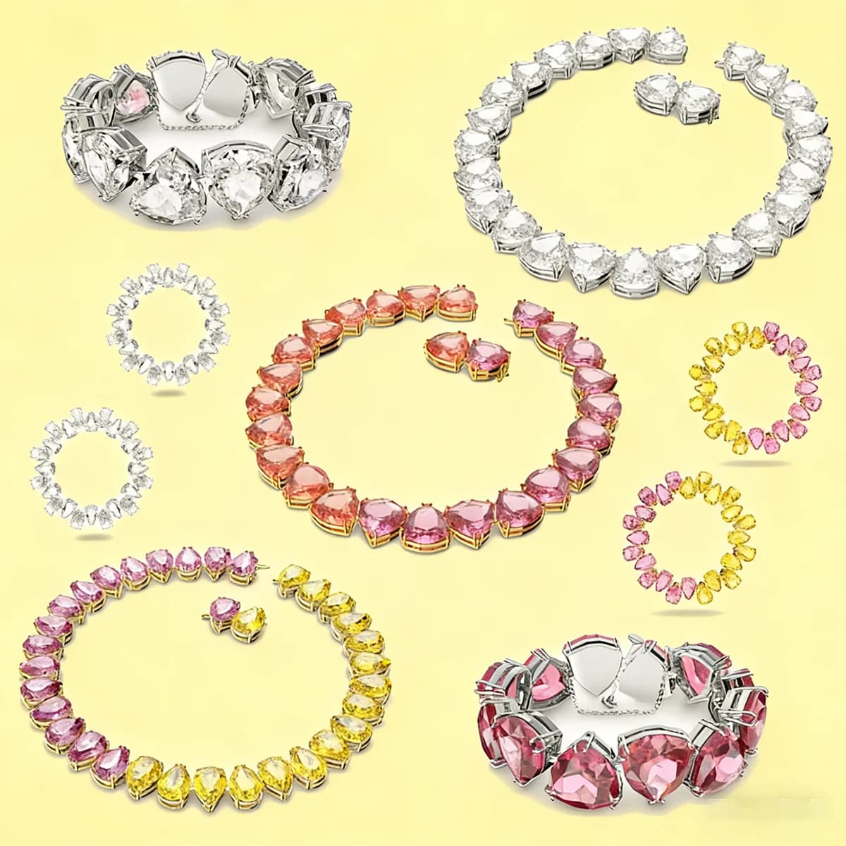 Originale 2026 nuova collana di gocce d'acqua di cristallo bianco per le donne braccialetto di ciondoli orecchini di lusso leggeri anello set di gioielleria raffinata