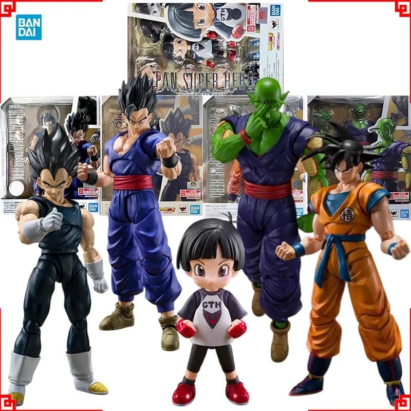 Action Figure Bandai Dragon Ball SHF Pan Super Hero Ultimate Gohan Vegeta Super Hero Goku Piccolo Statuette Anime Giocattoli Regalo