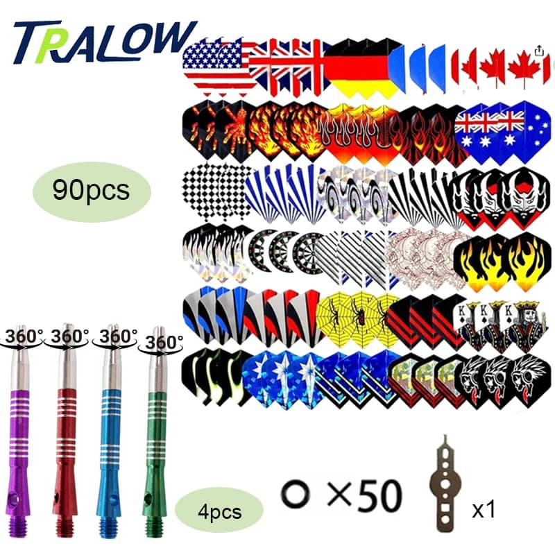 TRALOW Dart Flights And Shafts Set 2BA Thread Shafts Flights Set Replacement Parts For Soft Steel Tip Darts Dart Accessories