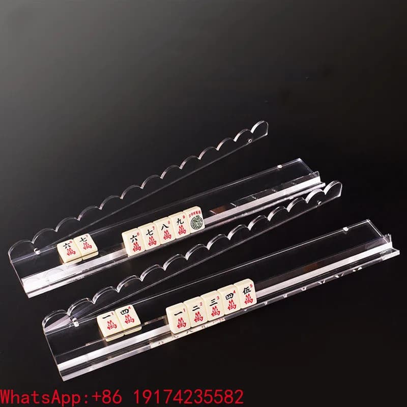 Foldable Modern Luxury Tortoise Shell Acrylic American Mahjong Rack with Magnetic Pusher Tiles Holder for Entertainment