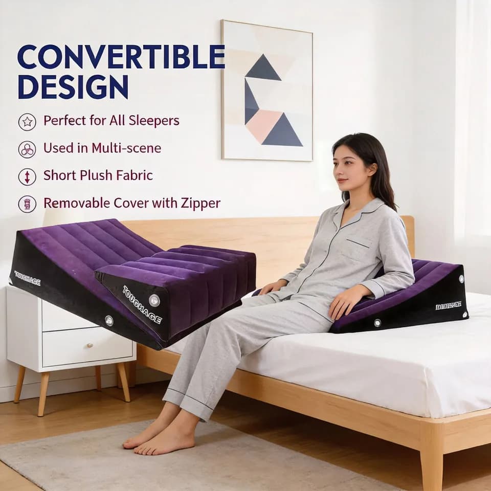 Set di cuscini gonfiabili 2 pezzi Triangolo Cuscino PVC Floccaggio Rampa Combo Mobili Supporto per il corpo Letto Materasso ad aria Rampa da viaggio per la casa