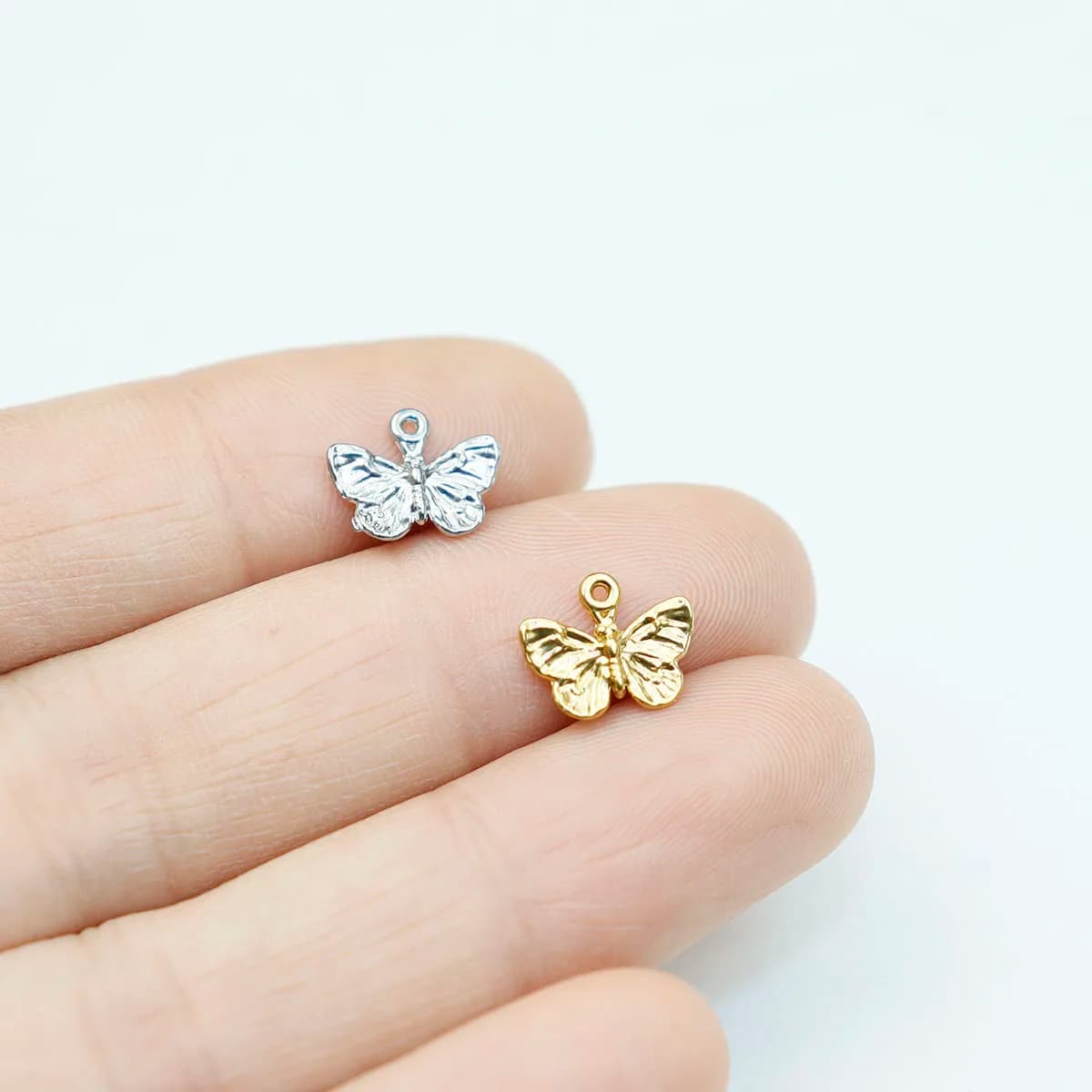 5 pcs Stainless Steel Butterfly Accessories For Fashion Jewelry Components DIY Handmade Vacuum Plate PVD Waterproof Antiallergy