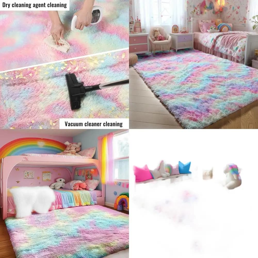 Large Shaggy 8x10 Carpet for Kids and Teenagers - Soft Peloso Carpet for Pastel Colors