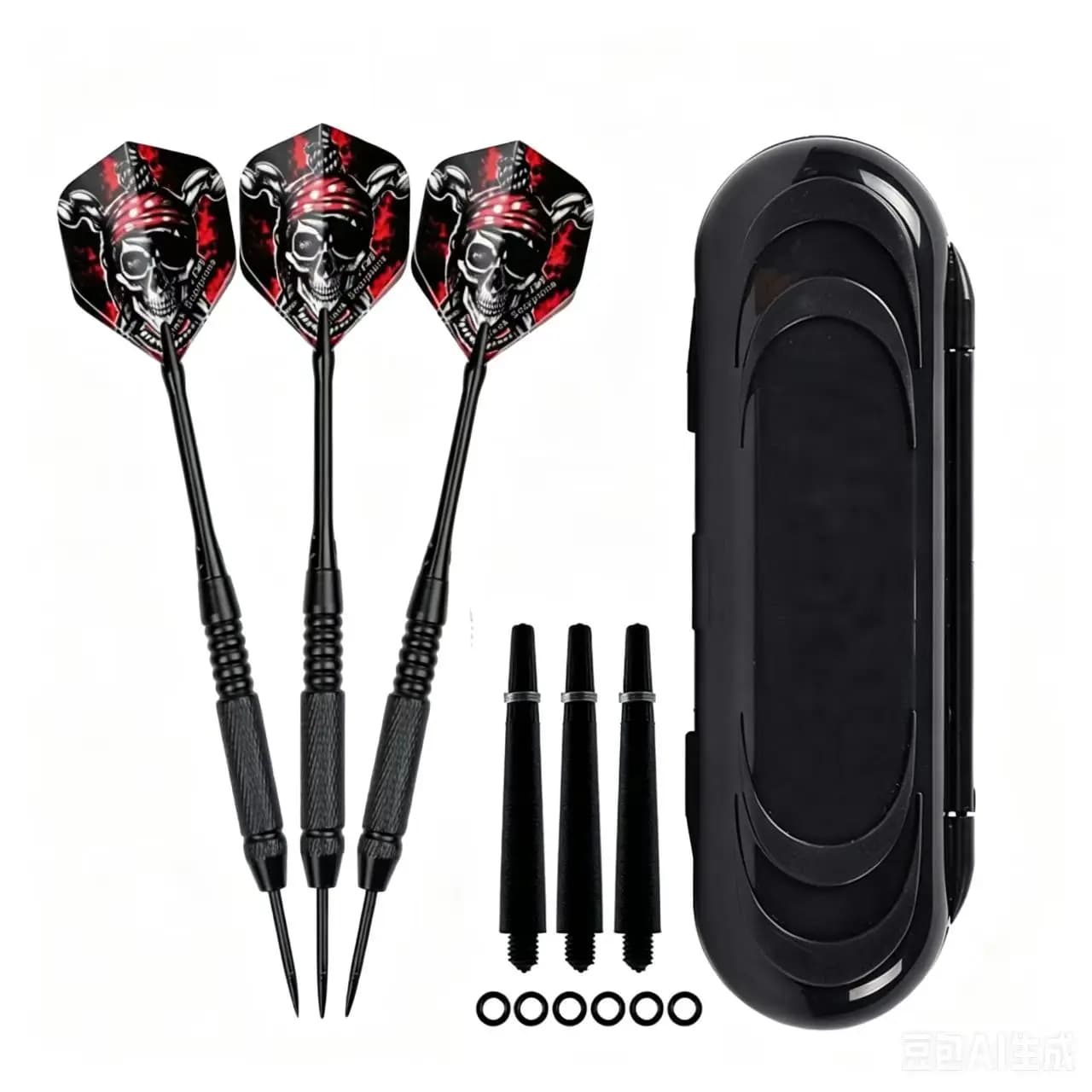 3Pcs/Set Professional Steel Tip Darts 23g Hard Darts with Aluminum Shafts Skull Flights + Carry Case for Indoor Game