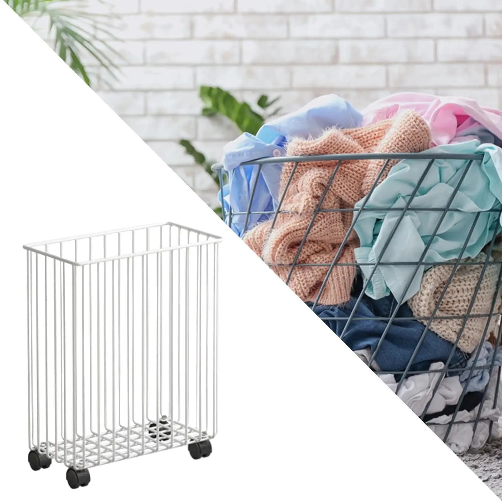 Yoga Storage Basket Metal Organizer Rack with Wheels Laundry Hamper for Mats Blocks Kettlebells and Garage Cleanup