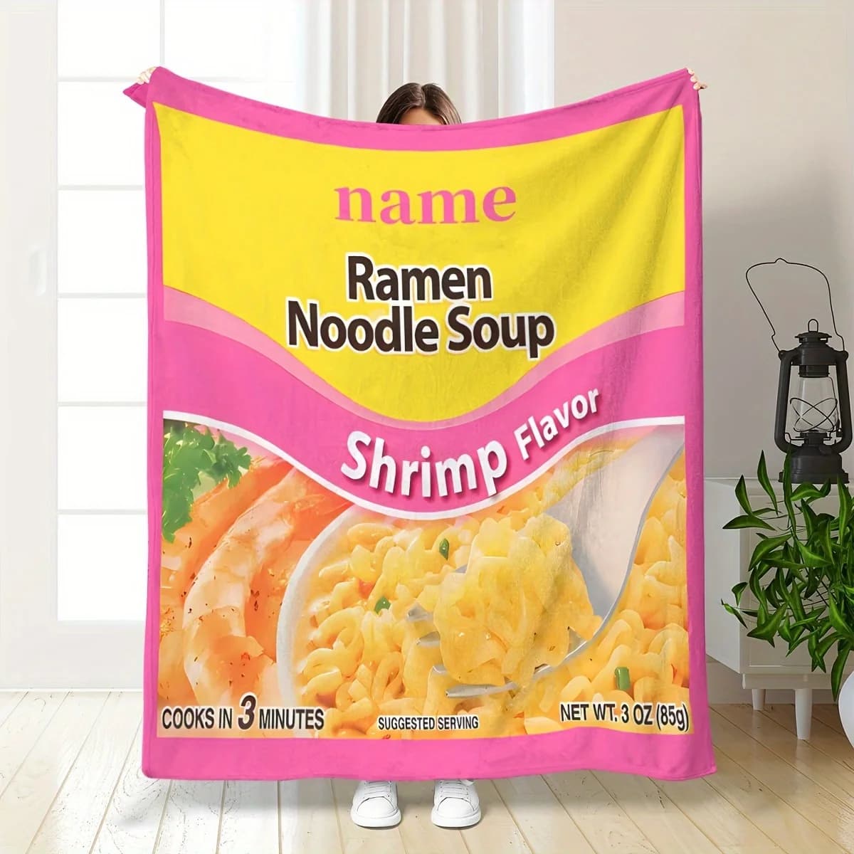 Novelty Ramen Noodle Soup Blanket Throw Fun Pop Culture Meme Gift for Friends Kitchen Decor Comfort Food Lover Dorm Apartment