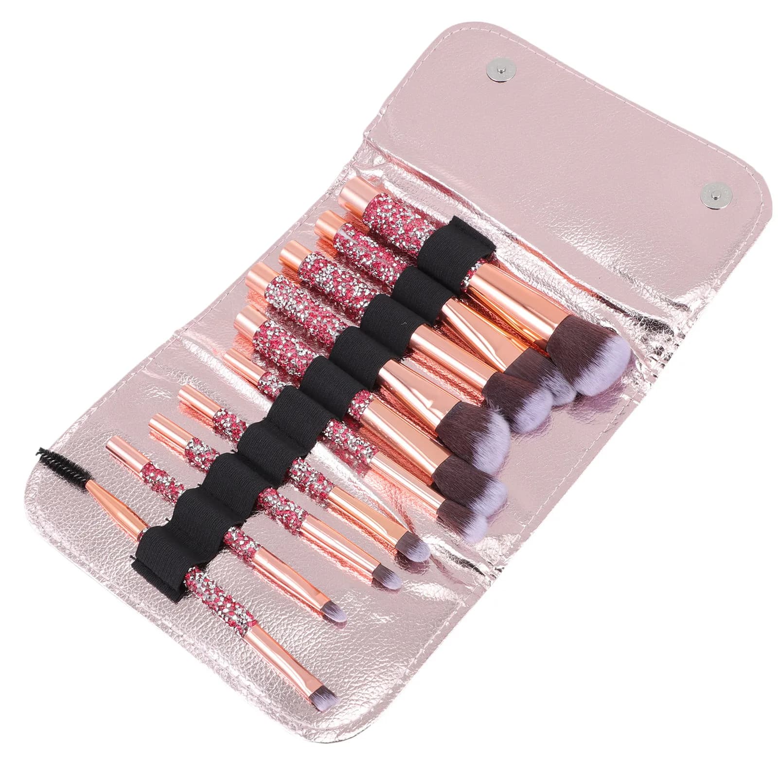 Set di Pennelli per Trucco con Strass, Pennelli Professionali in Fibra Artificiale per Ombretto, Blush, Cipria, Strumenti di Bellezza per il Viso