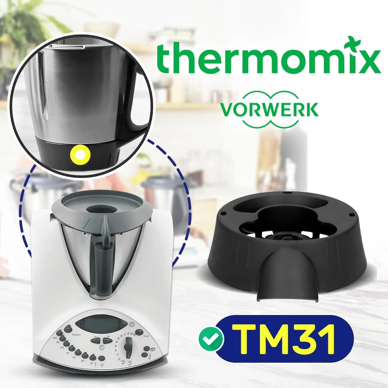 Piastra di fissaggio base per robot da cucina Thermomix TM31, piastra di ricambio base contenitore, accessori Thermomix Vorwerk