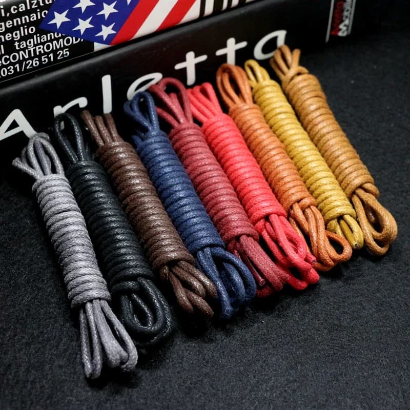 1 pair of laces for waxed cotton shoes, round laces for Oxford shoes, boots laces, waterproof leather laces
