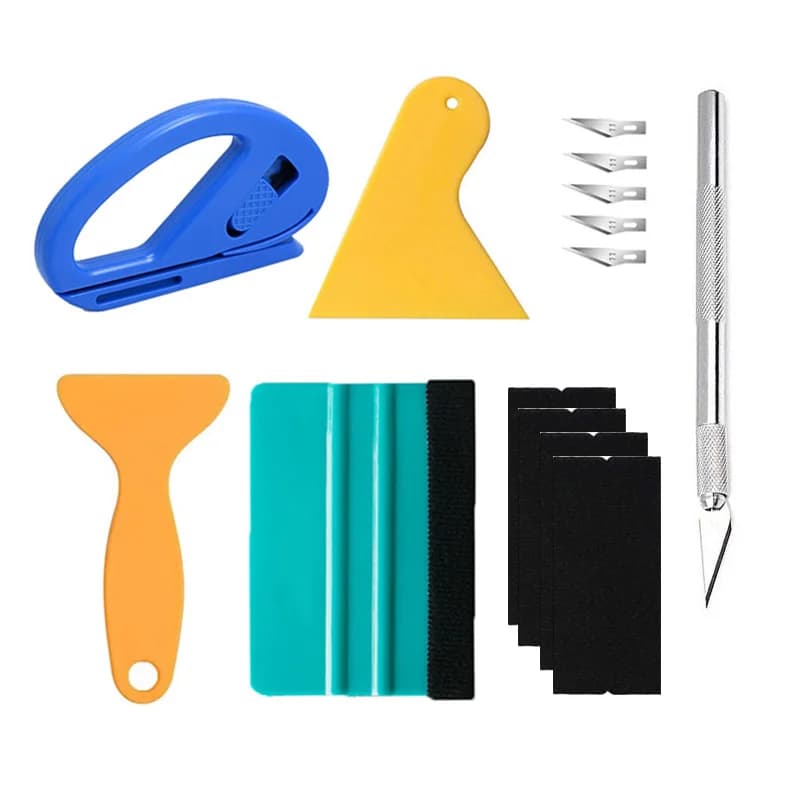 Kit di attrezzi per avvolgere la pellicola dell'auto spatola in vinile taglierina per raschietto in vinile per accessori per auto tinta per finestra del veicolo strumenti di avvolgimento Set di tergipavimento