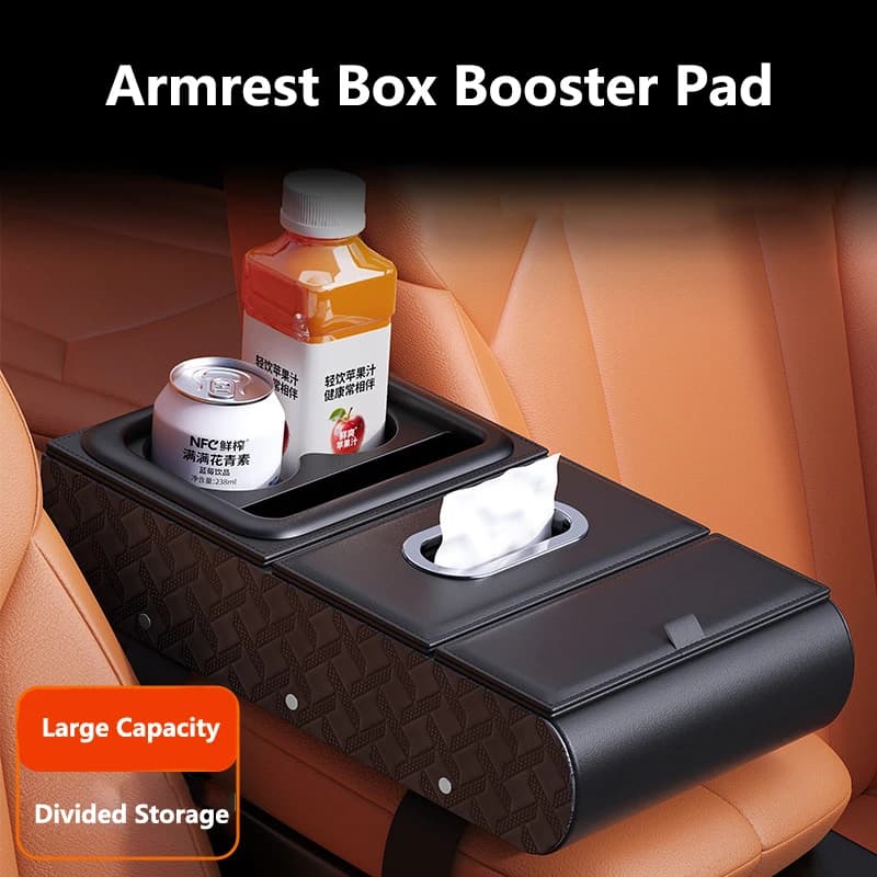 Box multifunzionale per bracciolo auto con portaoggetti, porta fazzoletti e porta bicchieri, organizer per interni auto