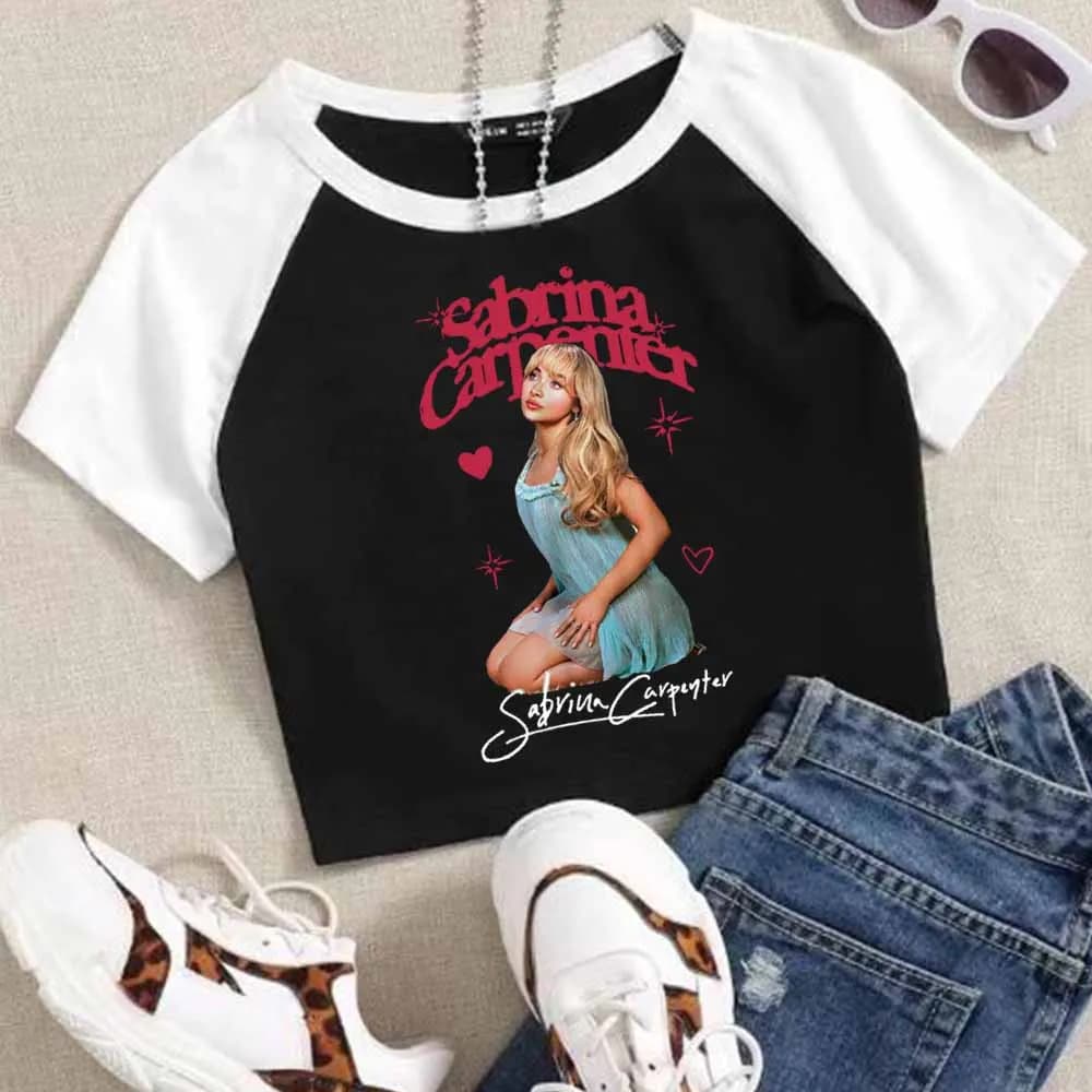 Sabrina Carpenter Short n' Sweet Tour 2025 Crop Tops T-shirt da donna e ragazza