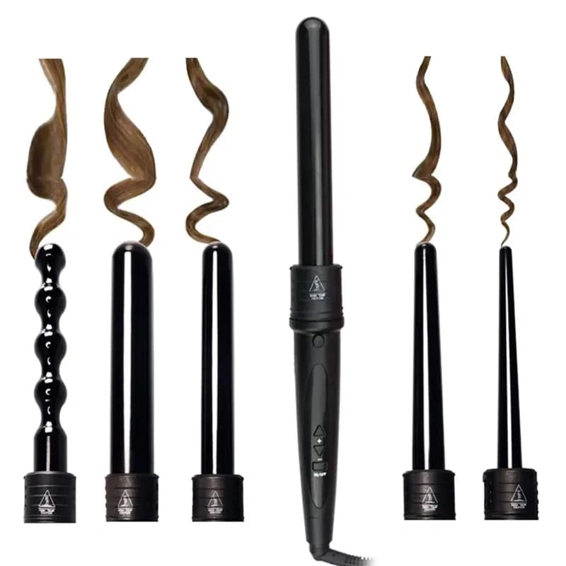 Set of hair curlers with professional LCD display interchangeable for iron hair curler 5 in 1 curling for interchangeable hair