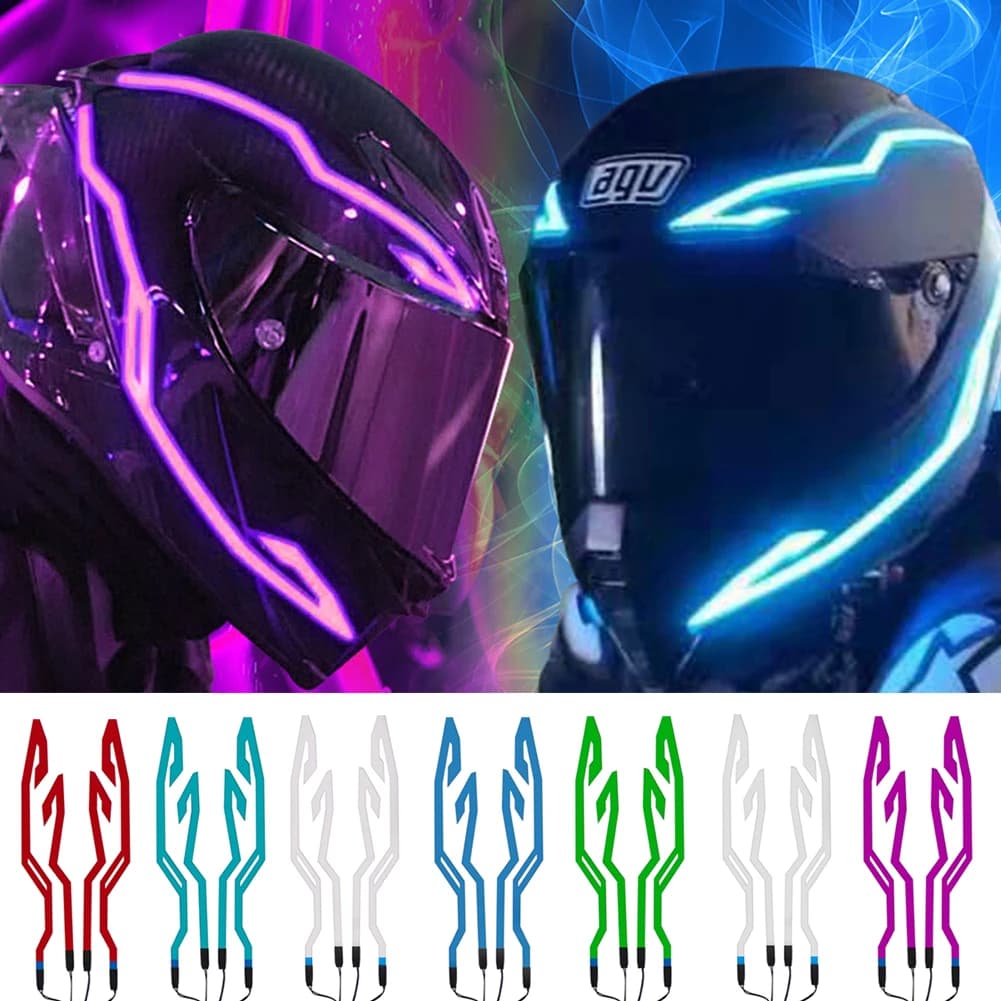 2023 LED Cold Light 4 in 1 Motorcycle Bike Helmet Strip EL Wall decal Lightweight Waterproof Motorcycle Night Guide Accessories