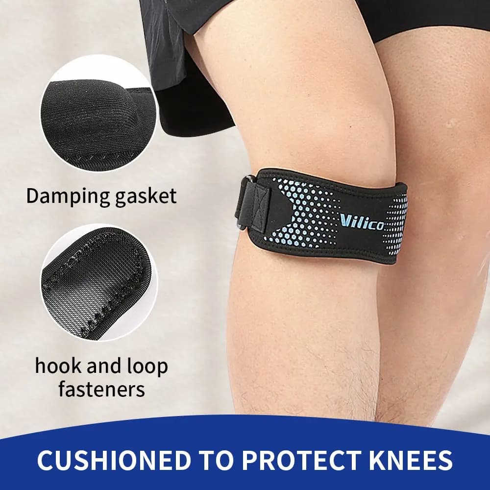 Fascia per Ginocchio Regolabile, Supporto per Tendine Rotulee, Stabilizzatore per Calcio, Basket, Corsa, Salto, Palestra, Squat
