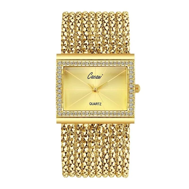 Orologio da Donna Quadrato al Quarzo, Elegante Bracciale con Strass, Orologio da Polso di Lusso Casual