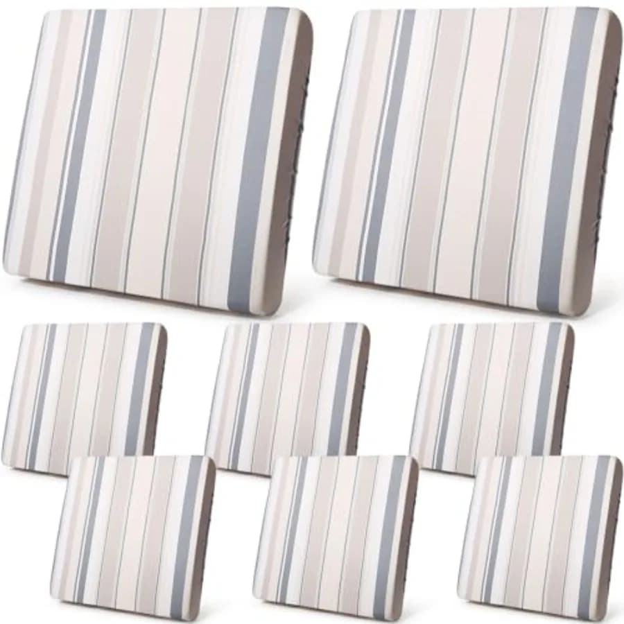 Set di 8 Copricuscini Elasticizzati per Divano da Esterno, Coperture Sostitutive per Mobili da Giardino, Fodere Morbide e Flessibili per Sedie
