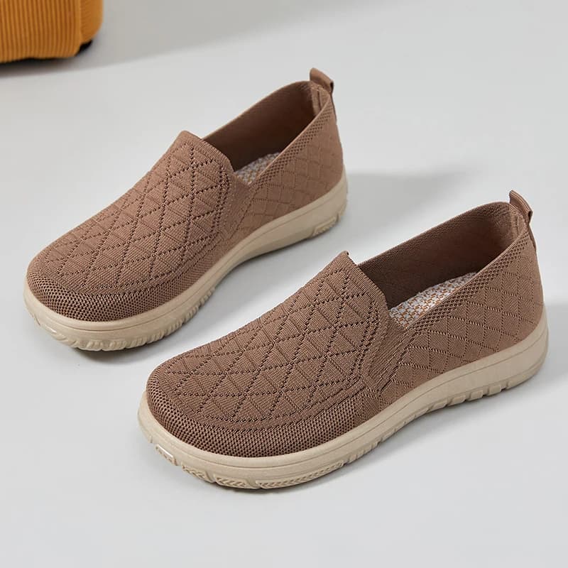 Scarpe Basse da Donna con Punta Aperta, Versatili per Primavera Estate, Slip-On Traspiranti in Tessuto, Suola Morbida, Comode Scarpe da Mamma