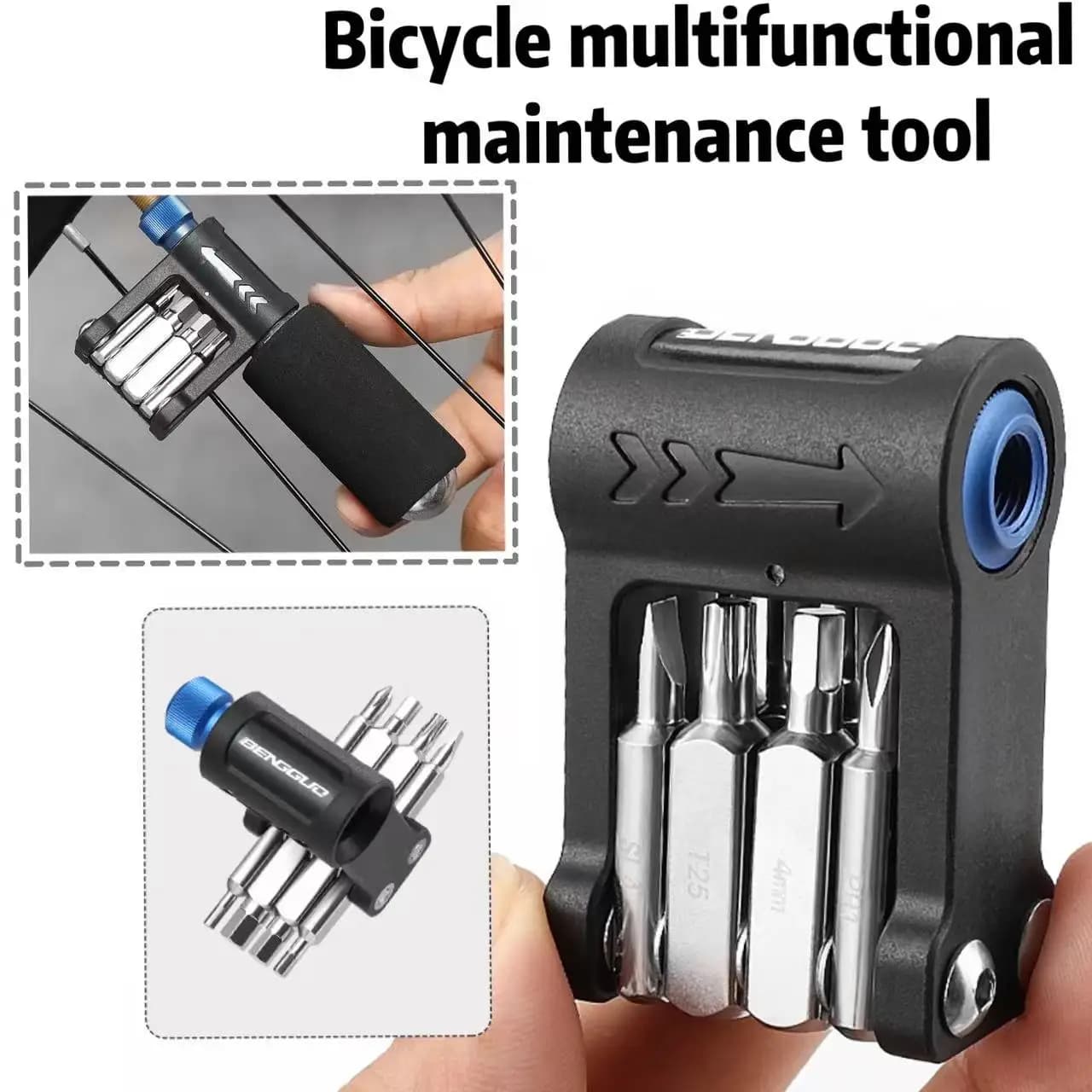 Mini strumento per la riparazione di biciclette, pompa per valvole a CO2, strumento portatile per la riparazione di biciclette.