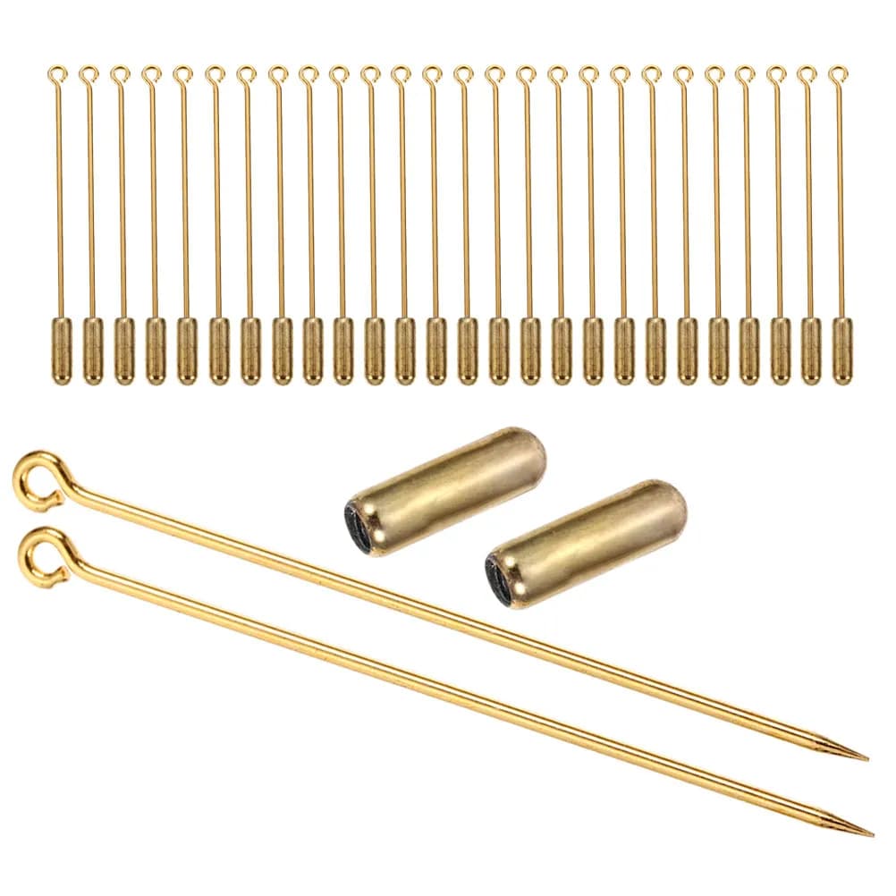 30Pcs Copper Brooch Pin Base 70Mm Long Needle Eye Pins Stopper Ends DIY Lapel Pin Hat Scarf Jewelry Making Brooch Base
