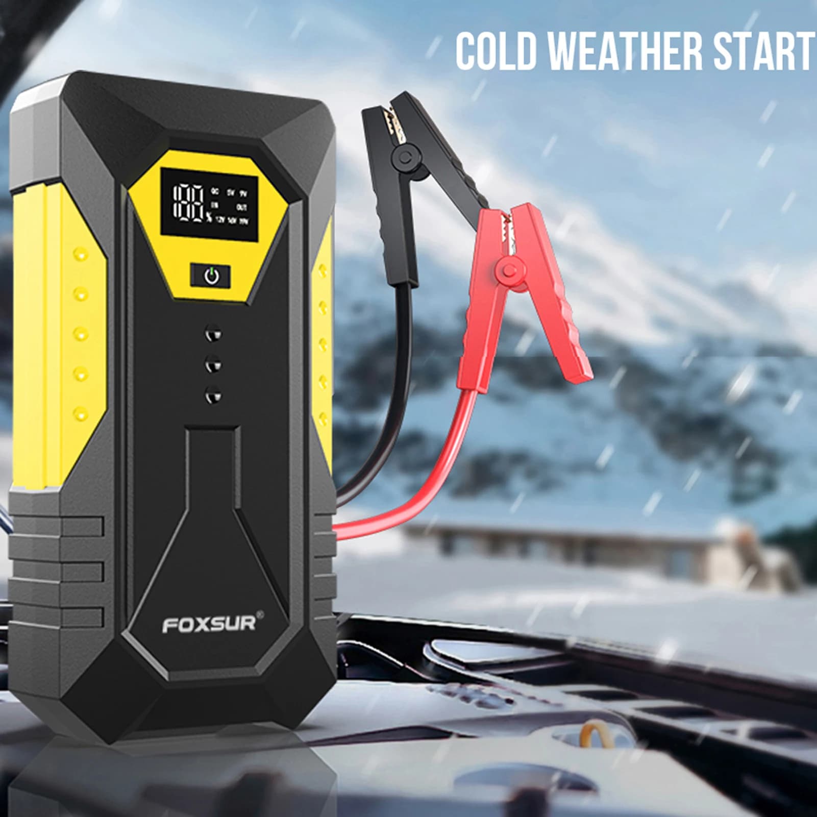 Avviatore di Emergenza Multifunzione 800A di Picco, Booster Batteria (per Motori Benzina fino a 6.0L o Diesel fino a 5.0L) con Luce LED