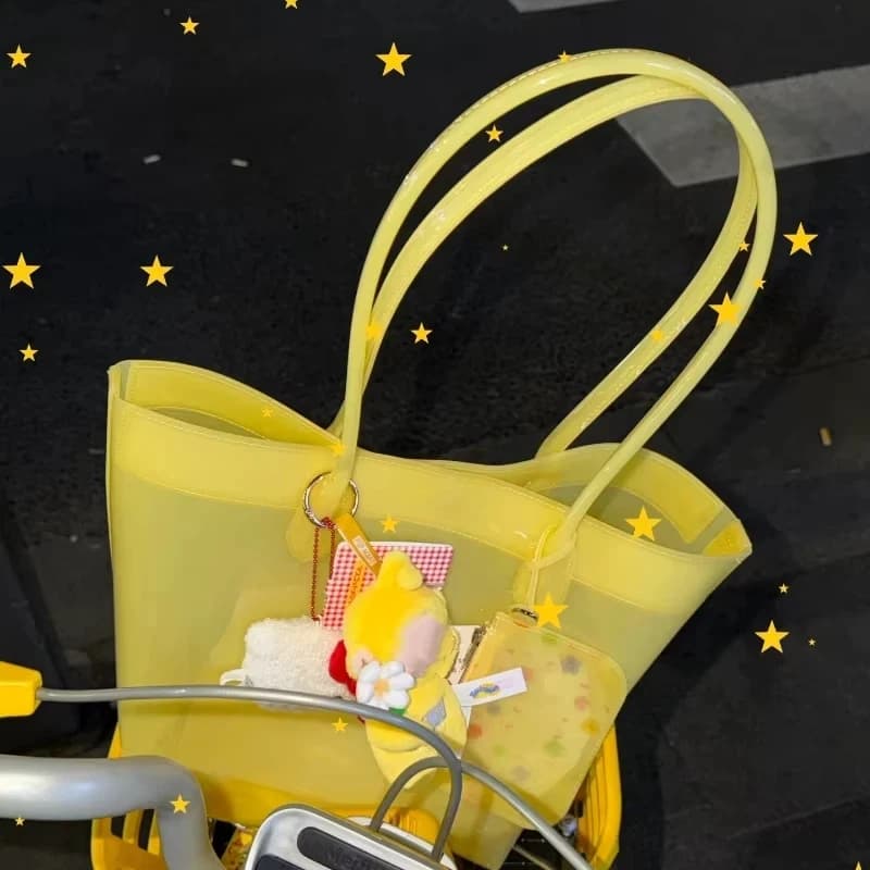 Borsa Tote Trasparente in PVC Impermeabile Estiva con Piccola Pochette, Borsa a Spalla in Gelatina per Donna, Ideale per Vacanze al Mare, Viaggi Quotidiani e Shopping Casual