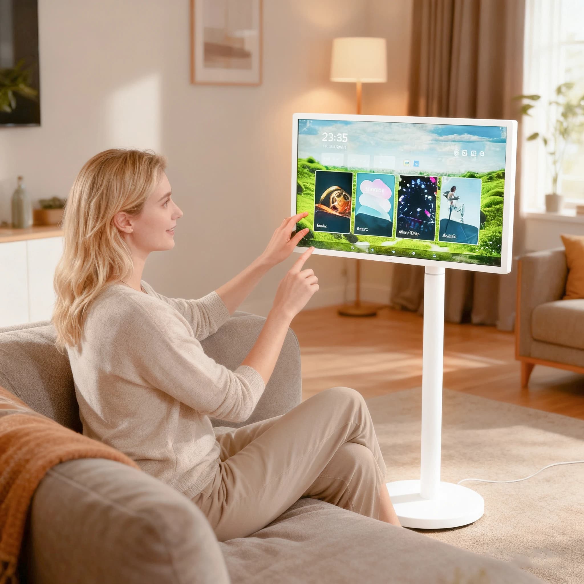 24 32 Inch Moveable Android Smart Screen with Built-in Battery IPS FHD Floor Standing Portable Monitor Wireless Standbyme TV