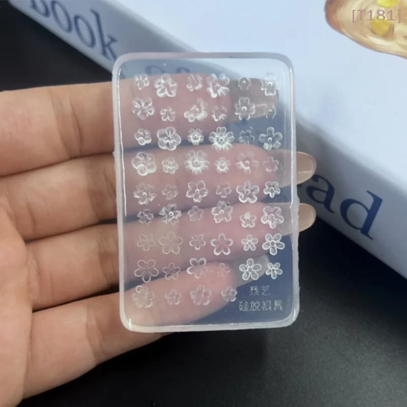 Silicone Stamp for Nail Art, Flowers to Five Petals French Style, 3D Model for Nail Decorations, Manicure Tool